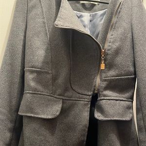 Lapel Neck waist Gray jacket